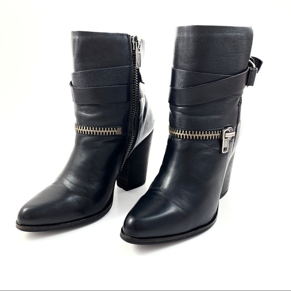 JOE’S JEANS black leather heeled motorcycle boots - Picture 11 of 13